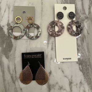 Beautiful lightweight earrings. New, never worn. 3 pairs included.